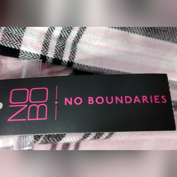 NWT No Boundaries Plaid Boho Top Women's L Pink Black Barbiecore Retro Romantic - Picture 10 of 11